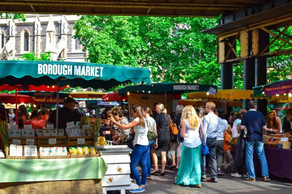 London Borough Market, Marktstände mit Lebensmittel
